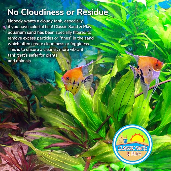 CLASSIC SAND & PLAY Natural Aquarium Sand for Freshwater and Saltwater Tanks, 20 lb. Bag, Improves Filter Life and Filtration Process, Pre-Washed Fine Sand, Blue