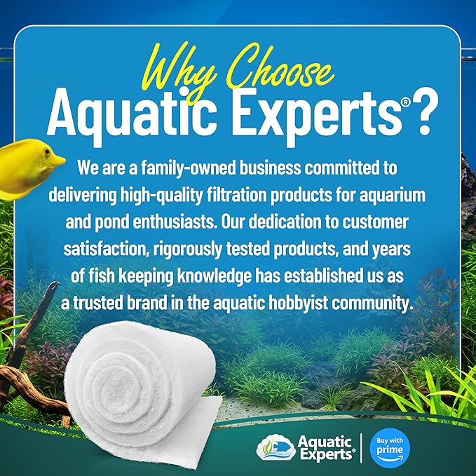 Aquatic Experts Aquarium Filter Floss for Fish Tank Filters - FilterFirst Aquarium Filter Pad - Media Roll for Crystal Clear Water, 3/4" - 1" Thick (18 Inch Wide, 72 Inch Long)