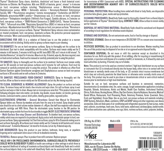 Botanical Disinfectant Spray 32 oz - All Natural Multipurpose Cleaner, Pet Friendly, Hospital Grade Disinfectant, Kitchens, Pet Hospitals, Vet Clinics, Restoration, Lemongrass Fragrance