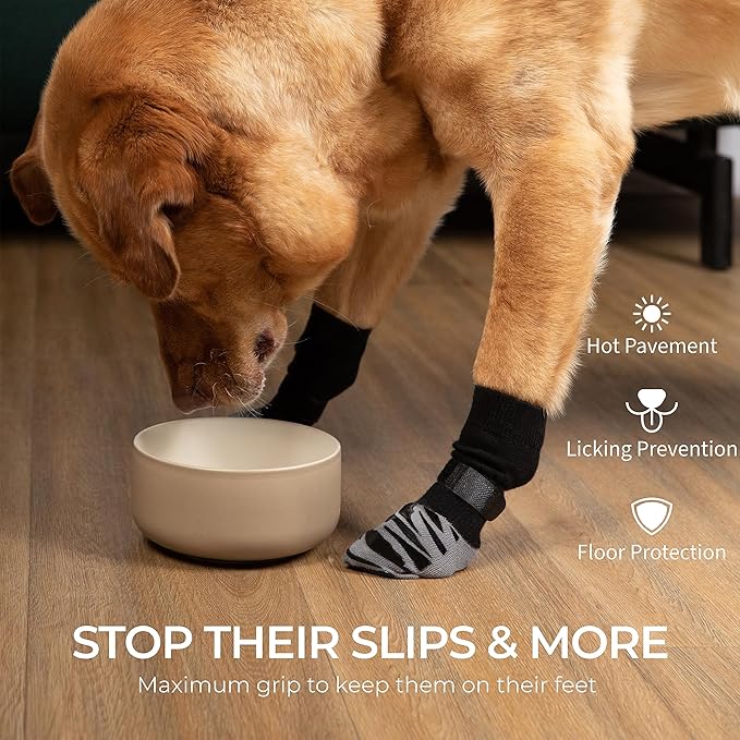 DOK TigerToes Premium Non-Slip Dog Socks for Hardwood Floors - Extra-Thick Grip That Works Even When Twisted - Prevents Licking, Slipping, and Great for Dog Paw Protection (X-Small)