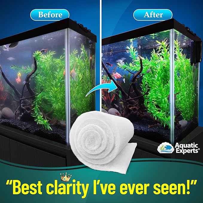 Aquatic Experts Aquarium Filter Floss for Fish Tank Filters - FilterFirst Aquarium Filter Pad - Media Roll for Crystal Clear Water, 12" x 72" by ¾ to ½ Thick