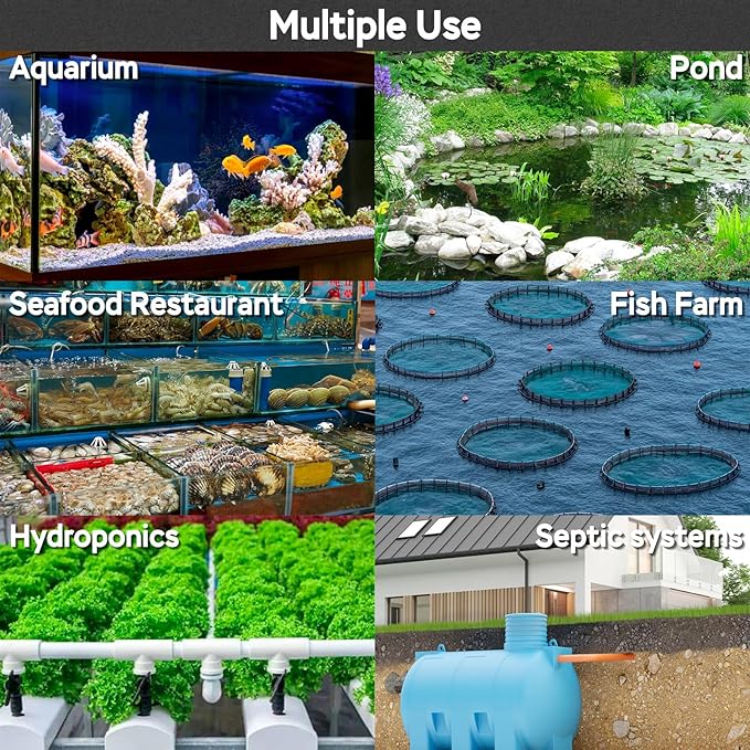 AquaMiracle Linear Air Pump, 635/950/1600/4000GPH Pond Bubbler Septic Air Pump, Energy-Efficient Pond Aerator for Outdoor Ponds, Aquariums, Hydroponics, Waste Treatment