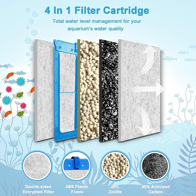 16 Pack Large Replacement Filter Cartridges Compatible with Tetra Whisper Bio-Bag Filters Large Aquarium Filter Cartridges for Whisper 20i/40i IQ20/30/45/60