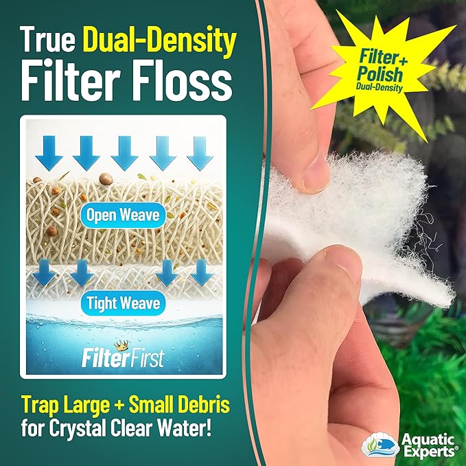 Aquatic Experts Aquarium Filter Floss for Fish Tank Filters - FilterFirst Aquarium Filter Pad - Media Roll for Crystal Clear Water, 3/4" - 1" Thick (24 Inch Wide, 72 Inch Long)