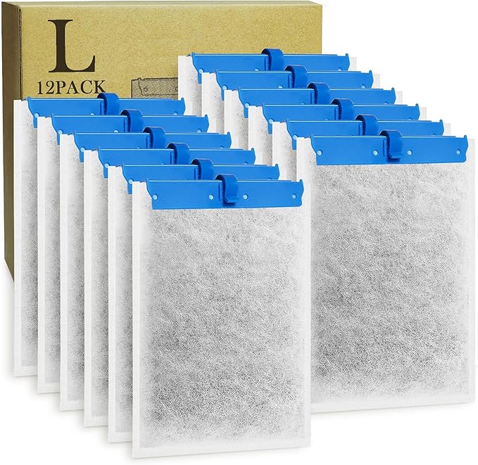 12 Pack Large Replacement Filter Cartridges Compatible with Tetra Whisper Bio-Bag Filters Large Aquarium Filter Cartridges for Whisper 20i/40i IQ20/30/45/60 PF20/30/40/60 Power Filters