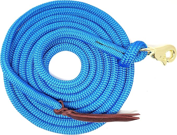 Double Braid Lead Rope with Eye Splice Loop, 12-14FT Lengths (Blue, 14 ft.)