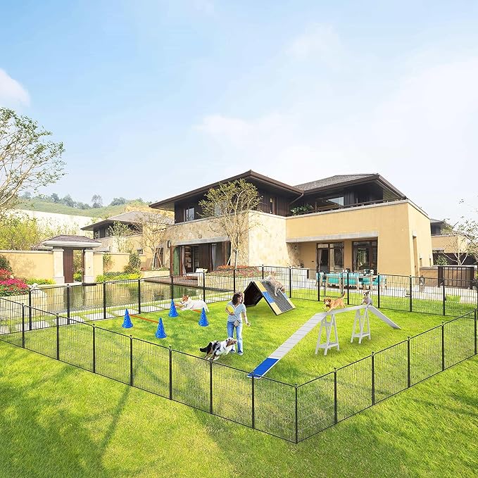 Dog Playpen 32 inch 36 Panels Indoor Outdoor Dog Pen for Medium/Small Dogs Heavy Duty Metal Dog Fence Outdoor for Yard, Puppy Playpen with Door Portable Pet Fence for RV Camping Yard